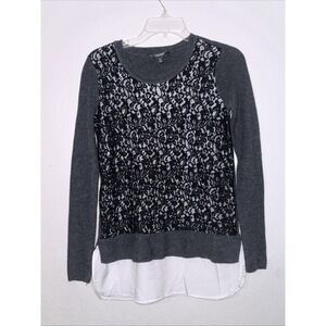 Women's Simply Vera Wang Lace Mock-Layer Black Sweater Small  EM28
